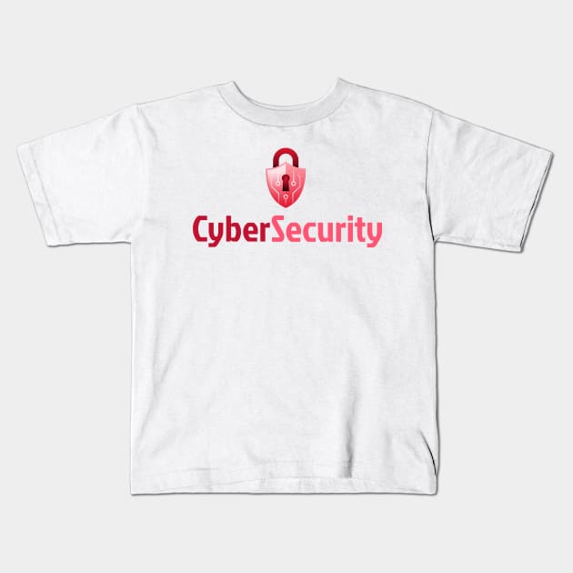 Cyber Security Lock Red Kids T-Shirt by Cyber Club Tees